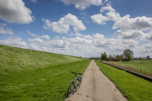 Bicycle along the dollard route in Ostfriesland, Germany