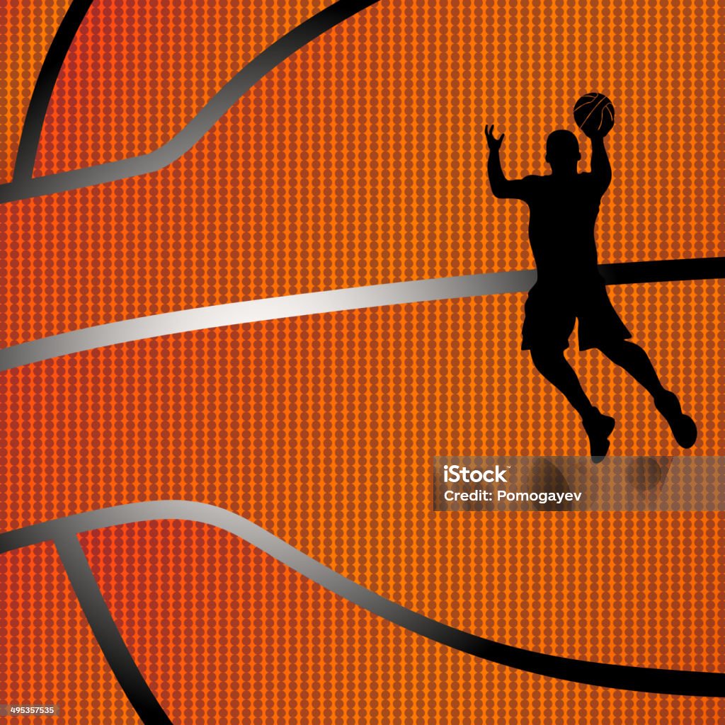 Básquetbol fondo con color negro Silueta de un jugador de baloncesto - arte vectorial de Actividad libre de derechos