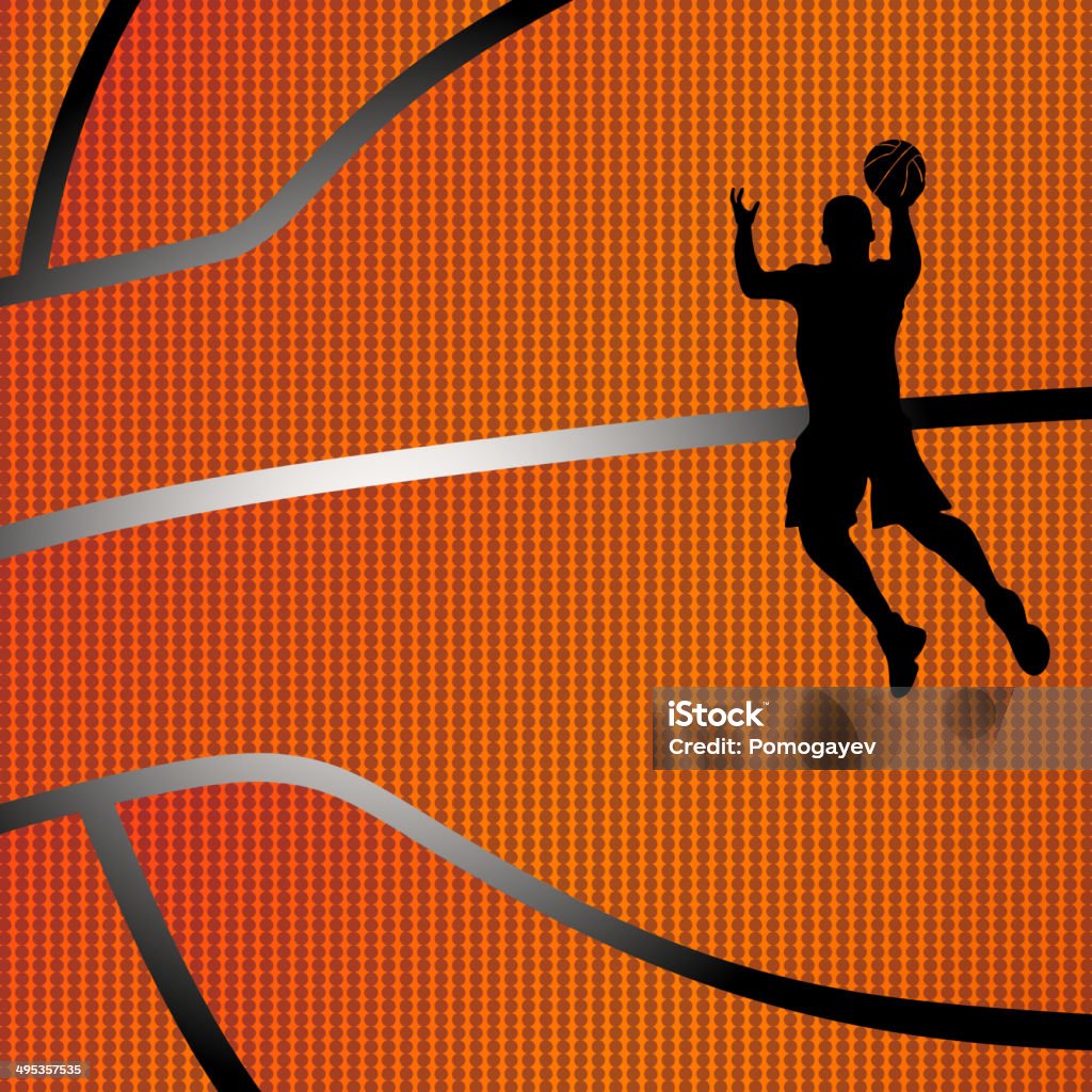 Basket di colore nero sfondo con silhouette di un giocatore di basket - arte vettoriale royalty-free di Adulto