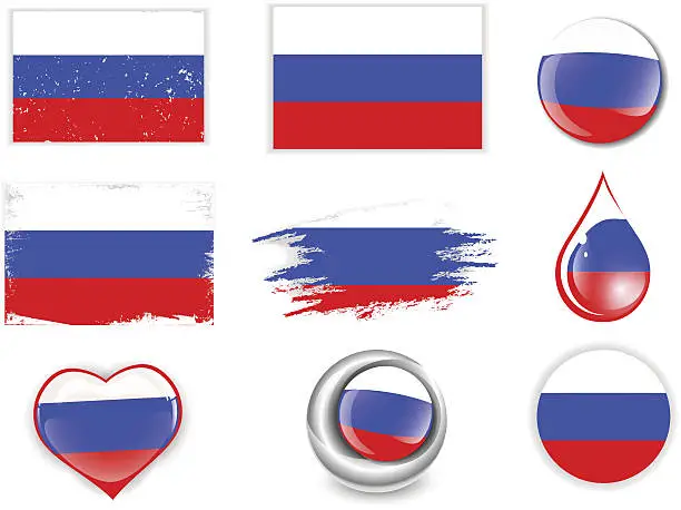 Vector illustration of Russian Federation Flag Set
