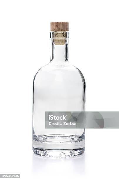 Empy Liquor Bottle On A White Background Stock Photo - Download Image Now - Bottle, Glass - Material, Empty