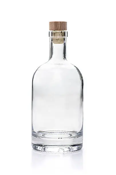 empy liquor bottle on a white background