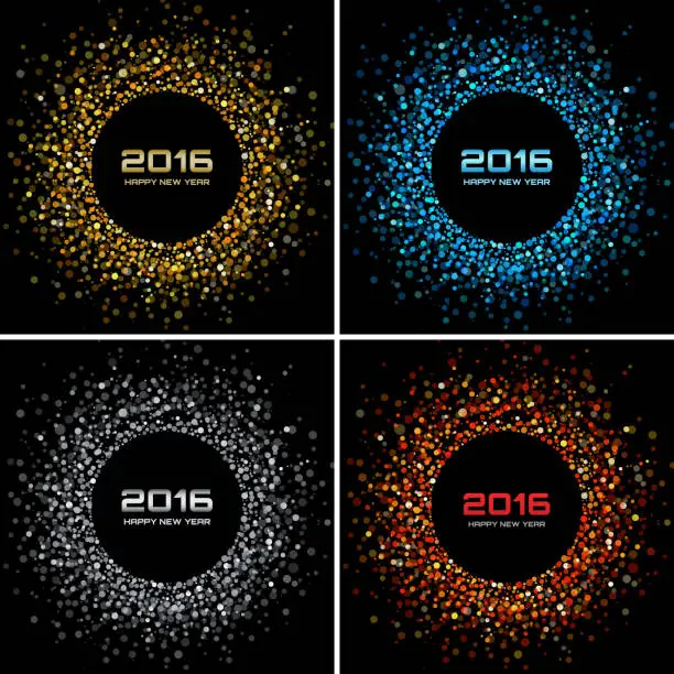 Vector illustration of Set of Colorful Bright New Year 2016 Backgrounds