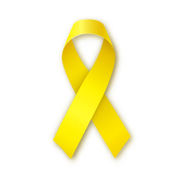 istock Yellow awareness ribbon. Bone cancer and troops support symbol. 495358782