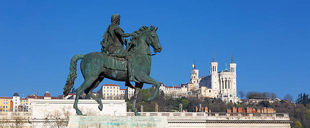 istock Statue of Louis and Basilique Fourviere on a background 495360074