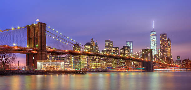 istock Brooklyn bridge at dusk, New York City. 495371088