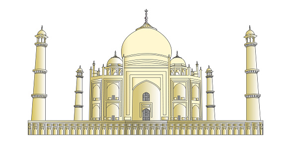 Taj Mahal outlines in very high detail colored