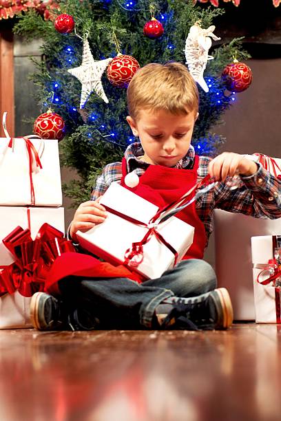 istock Child and Christmas Gift Box 495371470