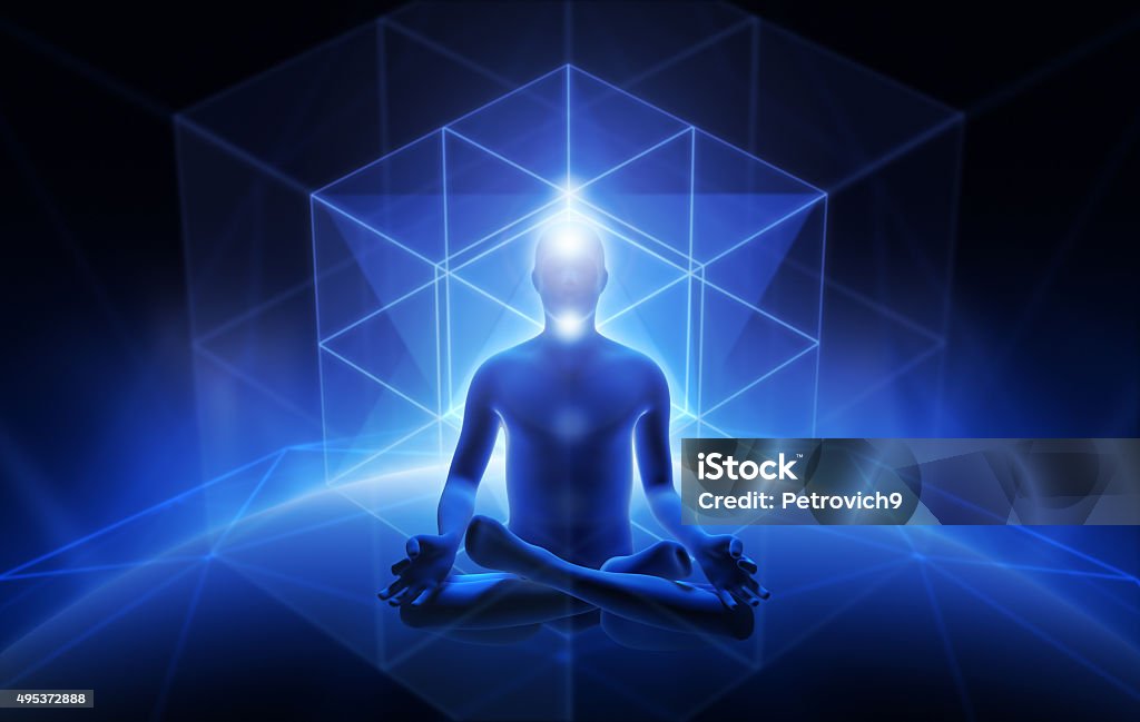 Meditation of man Sacral geometry and meditation of man The Human Body Stock Photo