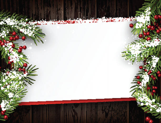 Christmas card Christmas card with fir branches. Vector paper illustration. christmas card template stock illustrations
