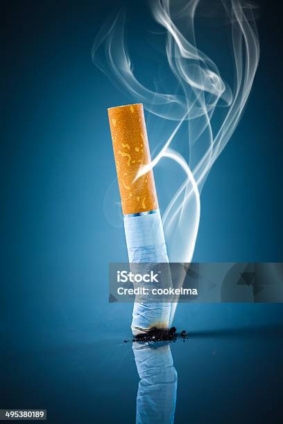 Cigarette Butt No Smoking Stock Photo - Download Image Now - Blue, Cigarette, Cigarette Butt
