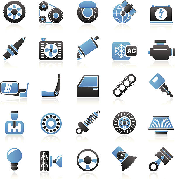 samochodowe części i usług ikony — - part of vehicle brake disc brake computer icon stock illustrations