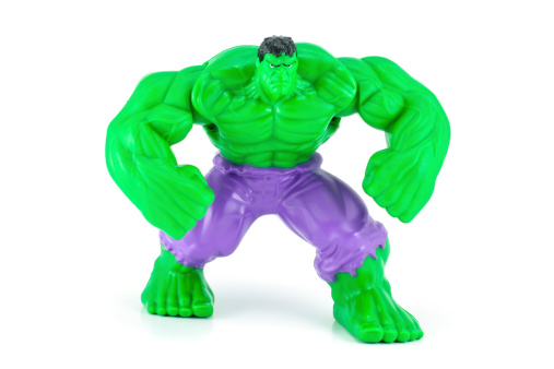 Bangkok,Thailand - May 8 ,2014: The Hulk toy character from the Hulk and avenger movie. There are plastic toy sold as part of the McDonald's Happy meals.