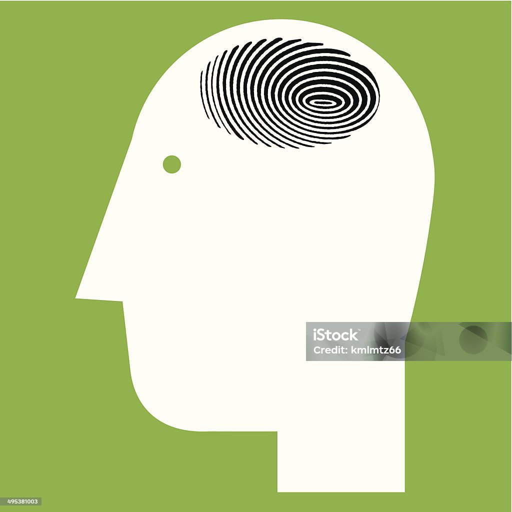 Fingerprint Brain Human head with a fingerprint as brain Guilt stock vector