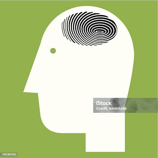Fingerprint Brain Stock Illustration - Download Image Now - Guilt, Forensic Science, Magnifying Glass