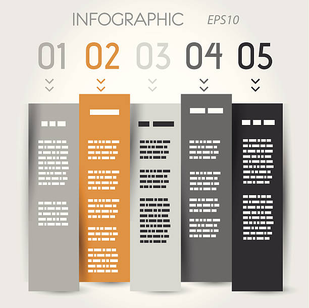 orange and grey zig zag column options orange and grey zig zag column options. infographic concept. five columns stock illustrations