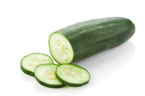 Cucumber with Slices Isolated on White Background