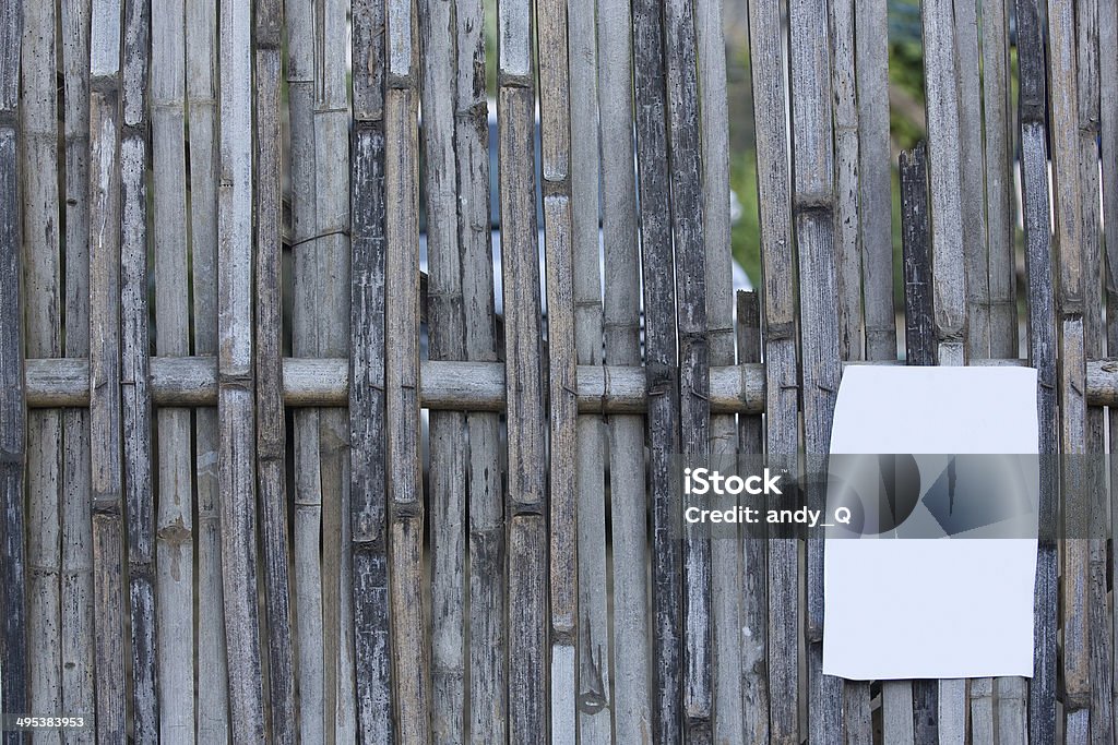 cupboard Placard blank on a wooden fence. Advertisement Stock Photo
