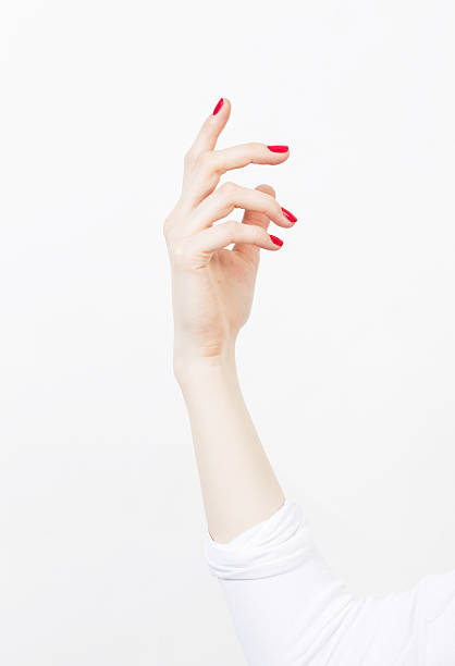 kobieta ręką gest - red nail polish zdjęcia i obrazy z banku zdjęć