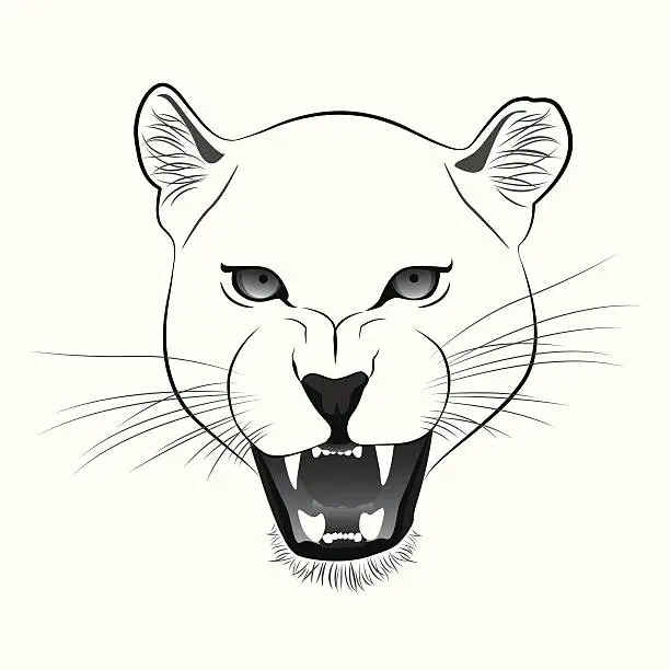 Vector illustration of Lioness Vector Cartoon