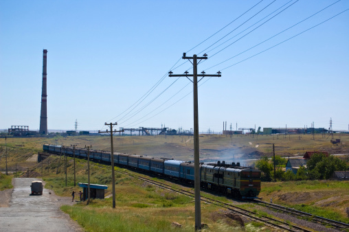 Kazakhstan - Train Crossing the Step.
