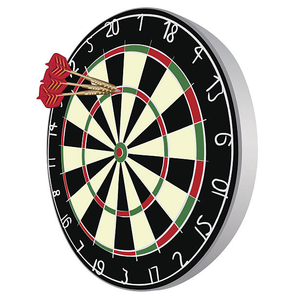 다트 aim - dartboard bulls eye target scoreboard stock illustrations