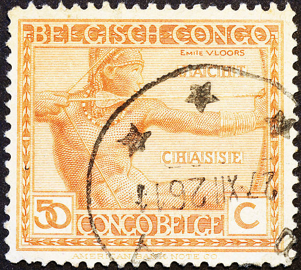istock Man with bow on stamp of Belgian Congo 495386647