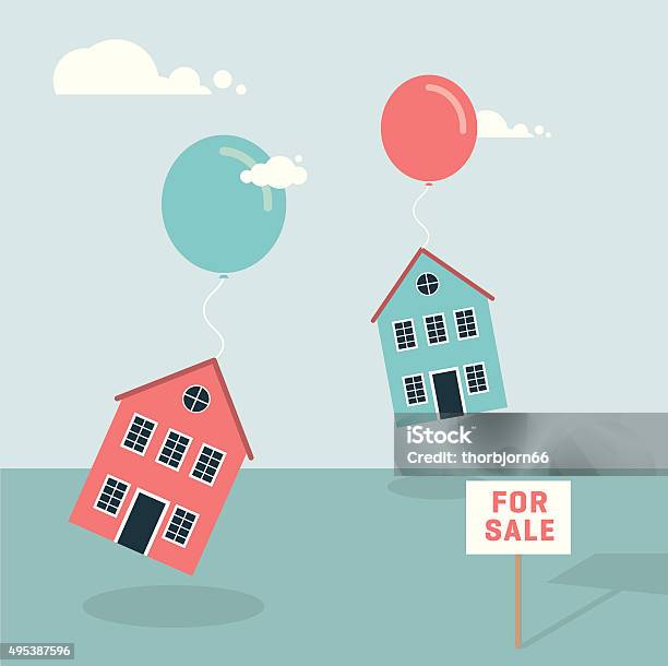 Balloon House Stock Illustration - Download Image Now - House, Balloon, For Sale