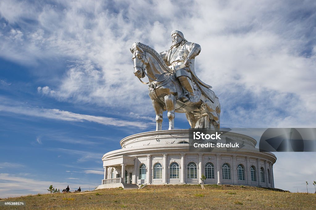 The world's largest statue of Genghis Khan The world's largest equestrian statue. The leader of Mongolia, Genghis Khan. Genghis Khan Stock Photo