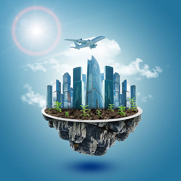 istock Modern city on island 495389834