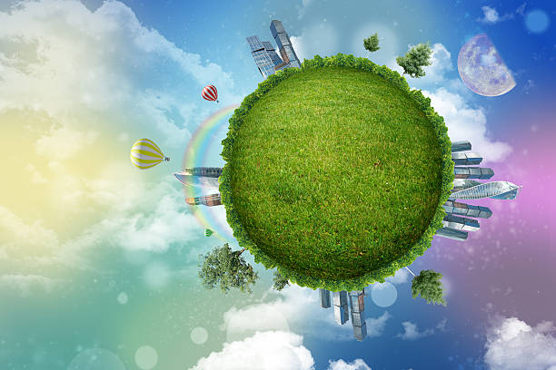 istock Green globe with city 495390012