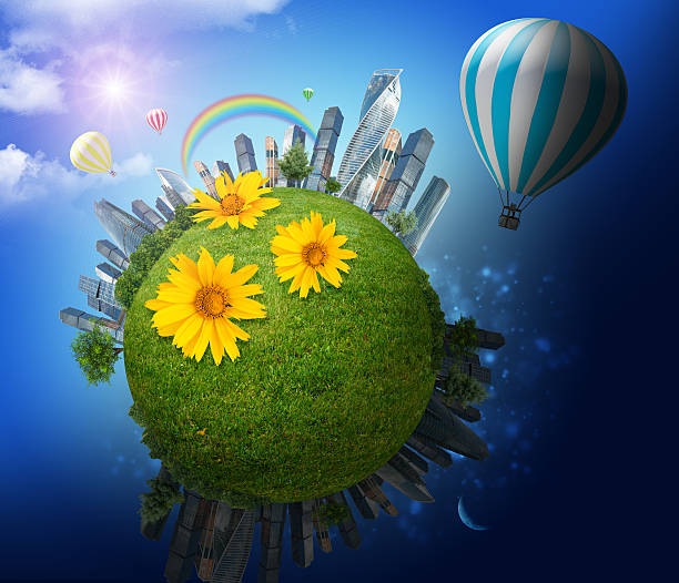 istock Earth with city and moon 495390668