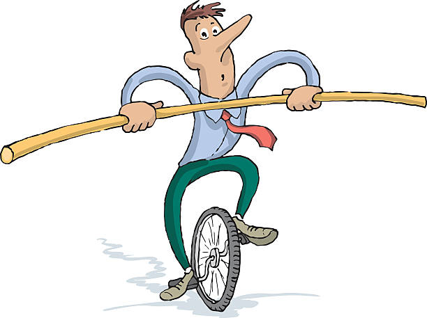 バランス - unicycle cycling balance businessman点のイラスト素材／クリップアート素材／マンガ素材／アイコン素材