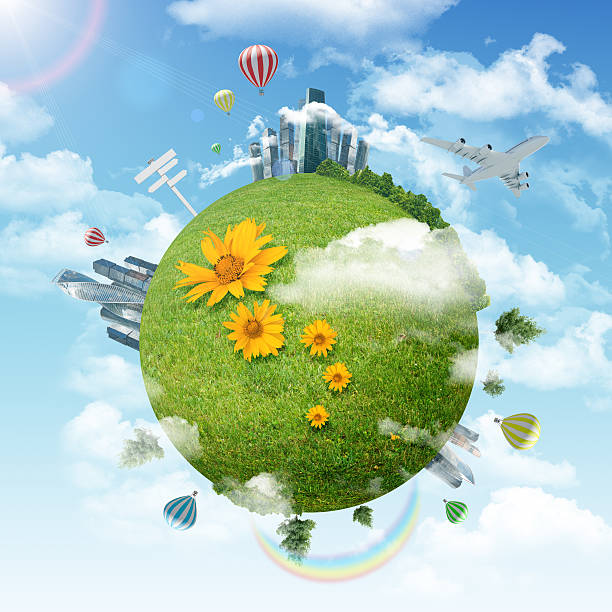 istock Earth with city and balloons 495393084