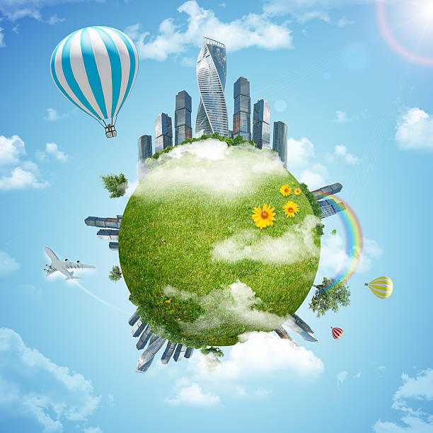 istock Earth with modern city and flowers 495393128