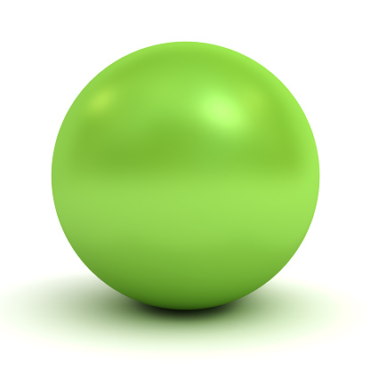 3d green sphere over white background with shadow.
