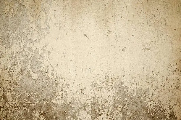 Beige grunge cracked painted old wall texture, concrete cement background, full frame