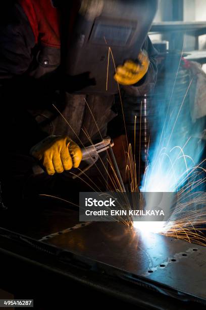 Manual Worker With Welding Torch Stock Photo - Download Image Now - Blue-collar Worker, Construction Worker, Craftsperson
