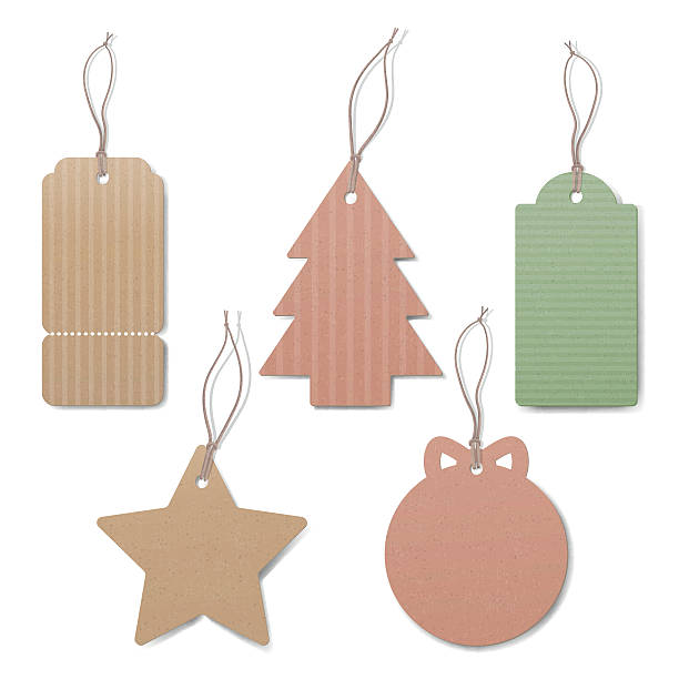 Empty vintage tags Empty vintage tags with string on white background, sale and discounts concept clothing hang tags stock illustrations