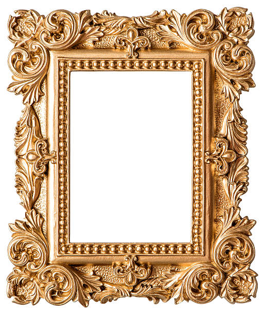 istock Golden picture frame isolated on white background 495418504
