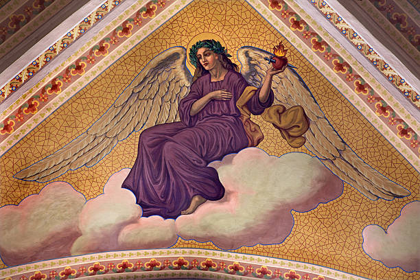 istock Banska Stiavnica - angel with hart with the flames 495420772