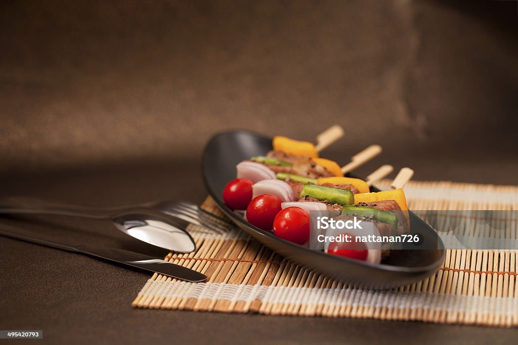 Barbecued Barbecued pork. Barbecue - Meal Stock Photo