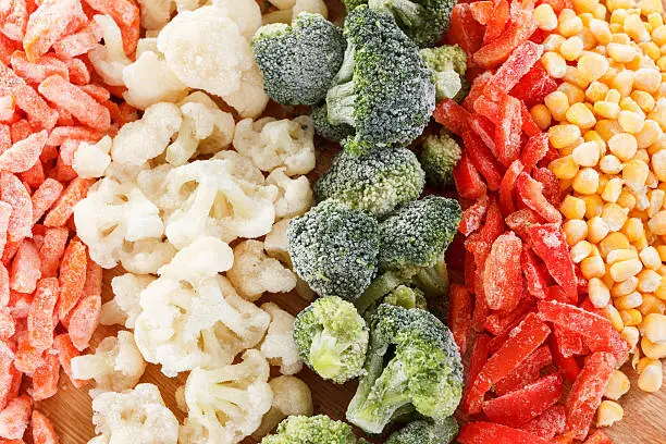 Mixed frozen vegetables can be used as background