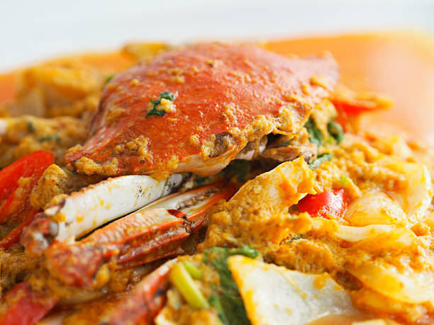 istock Fried crab in yellow curry, Stir-fried crab curry 495421794