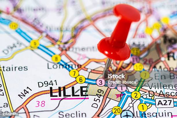 European Cities On Map Series Lille Stock Photo - Download Image Now - Lille, France, Map