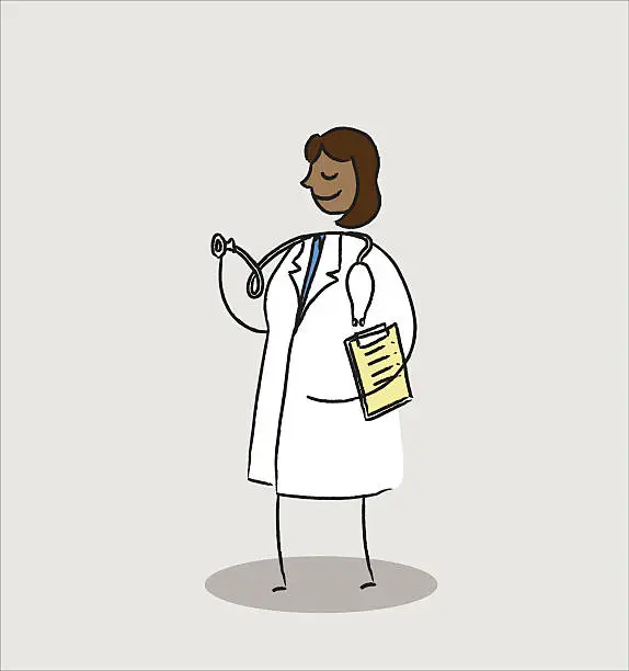 Vector illustration of Female doctor of mixed ethnicity