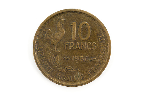 Close-up on a french 100 francs coin