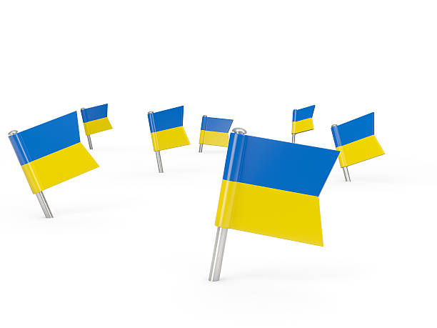 istock Square pins with flag of ukraine 495439998