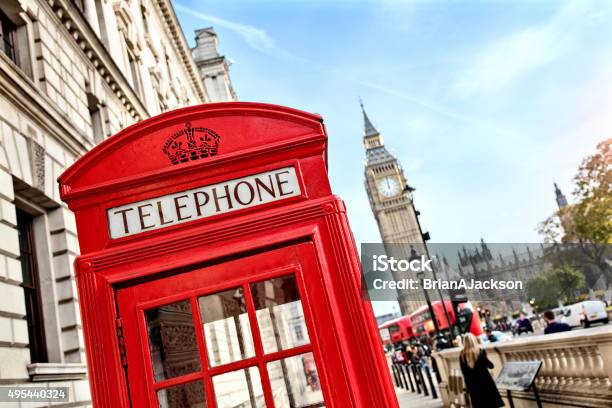 London Telephone Booth And Big Ben Stock Photo - Download Image Now - London - England, Bus, UK