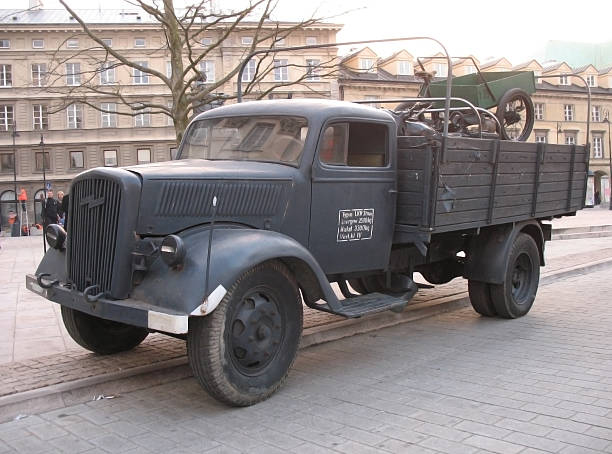 Warsaw, Poland - 26th April, 2008 - German truck from II War - Opel Blitz - stopped on the street in Warsaw centre. This truck was the most popular truck in German army in II World War.